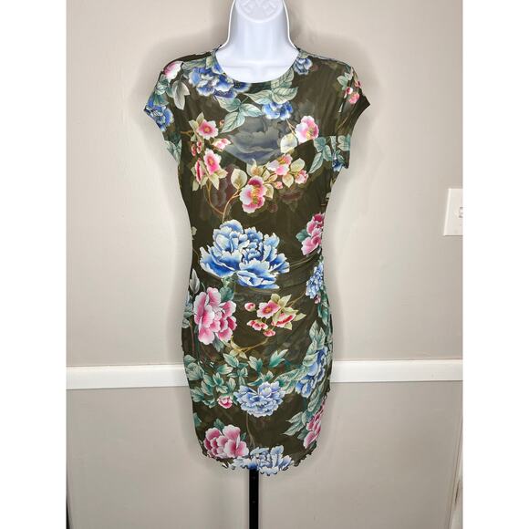 Guess Sheer Top Floral Dress Size M NWOT STUNNING! - Picture 6 of 9